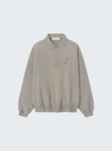 Embroidered Classic Polo Sweatshirt Smoke Grey
