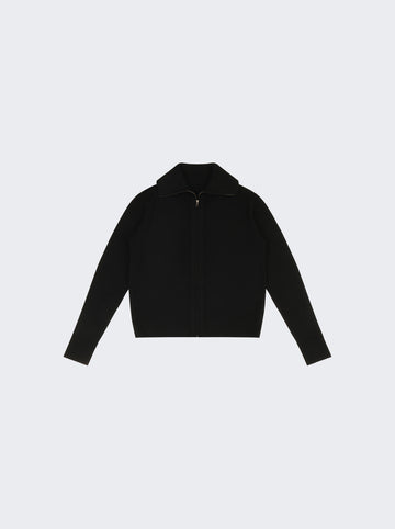 Knit Zip Up Jacket BLACK