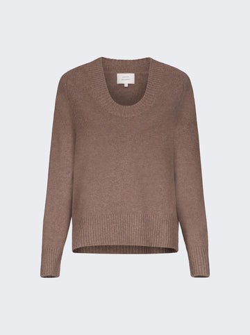 Baji Dropped U-Neck Sweater BROWN MELANGE