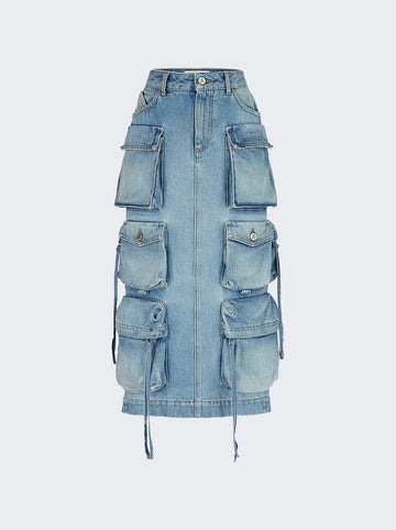 Denim Midi Skirt Sku Blue