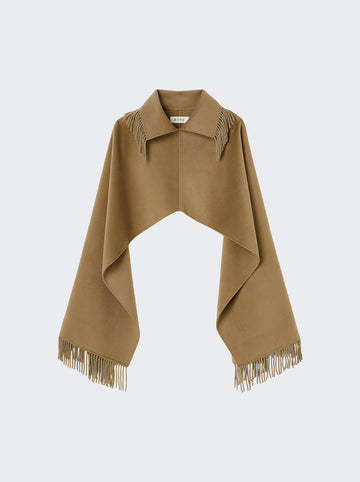 Fringe Double Faced Poncho CAMEL