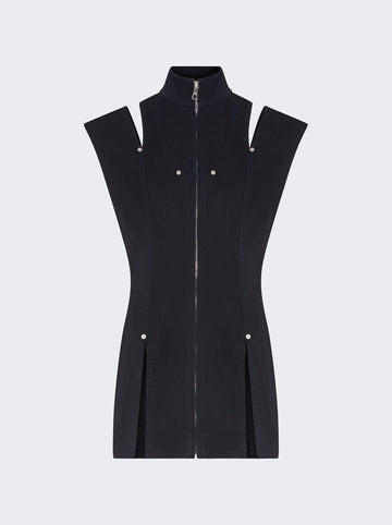 Overdyed Denim Slit Detail Short Dress NAVY