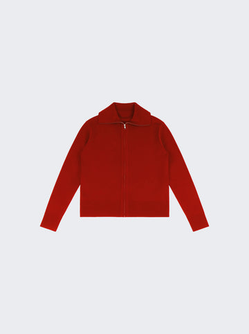 Knit Zip Up Jacket CHERRY