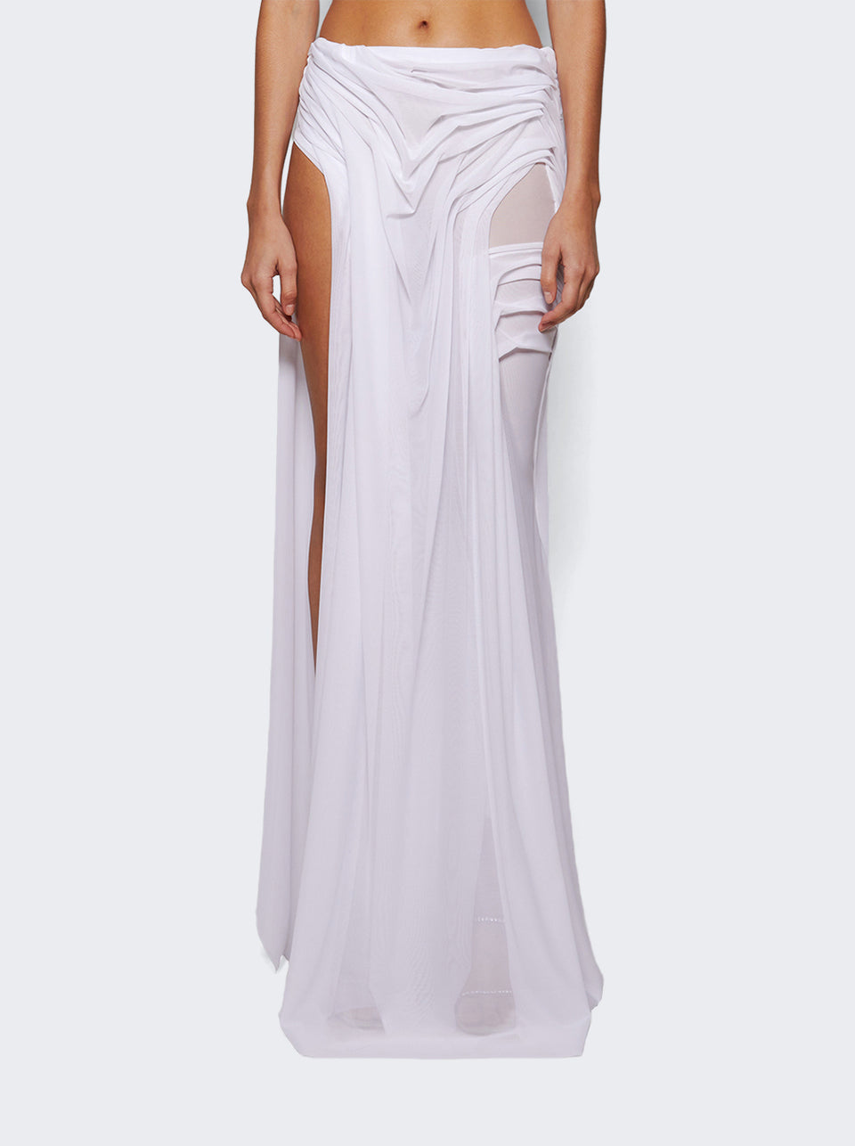 Long Wetlook Gradient Skirt_White_03.jpg