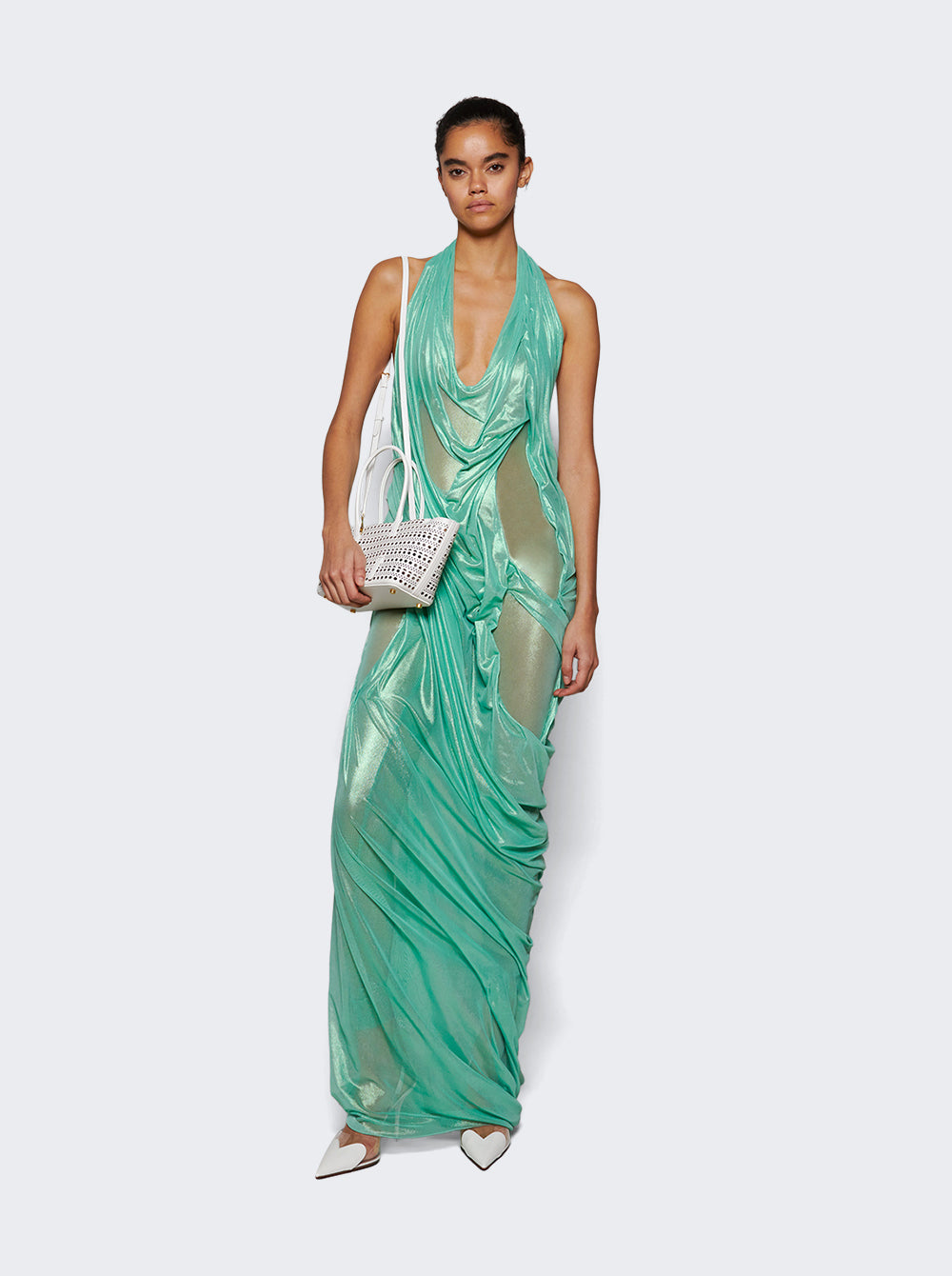 Siren Wetlook Halter Neck Long Dress_Green_999.jpg