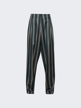Neu Welle Striped Trousers Teal and Ivory