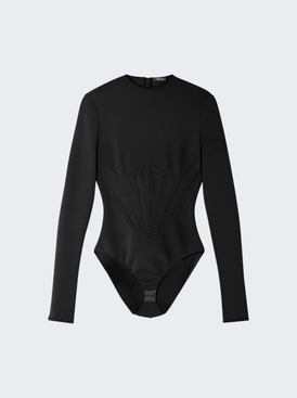 Light Techno Scuba Fabric Bodysuit Black
