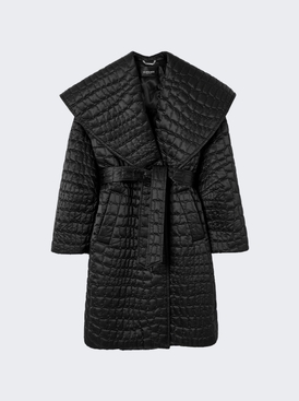 Croc-quilted Coat Black