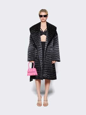 Croc-quilted Coat Black secondary image