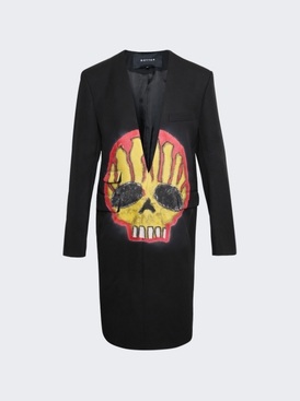 Long Skull Print Blazer Black