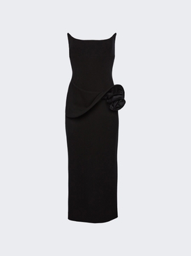 Floral Applique Dress Black