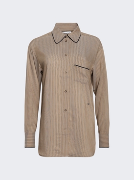 Piping Detail Pyjama Shirt Tobacco And Midnight