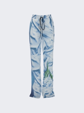 Pleat Detail Pyjama Trouser Flower Ice Blue