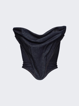 Draped Strapless Denim Corset Navy