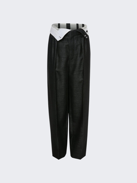 Double Waistband Detail Trouser Black And Ivory