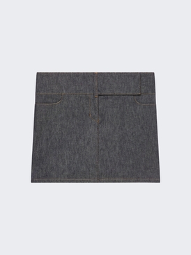 Belted Denim Mini Skirt Dark Heather Grey