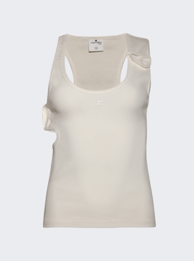 Double Buckle 90's Rib Tank Top Heritage White