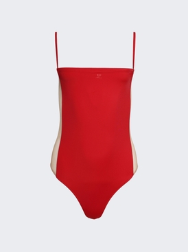 Illusion Square Swimsuit Ruby