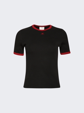 Signature Contrast Tee Black And Ruby