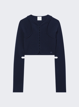 Scuba Cut Out Knit Cardigan Navy