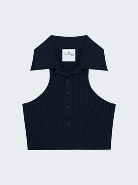 Scuba Rib Knit Top Navy