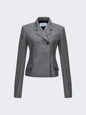 Wool Double Natte One-Button Blazer Jacket Grey