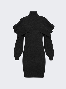 Inverted Torqued Turtleneck Dress Charcoal