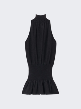 Ruched Turtleneck Halter Dress Black