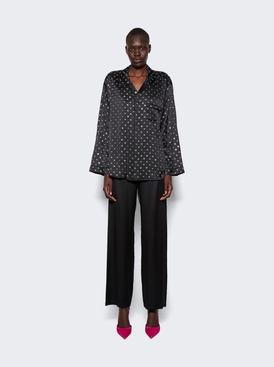 Silk Pajama Long Sleeve Shirt With Allover A Hotfix Black secondary image
