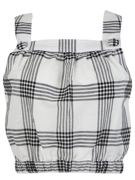 Blouson Button Top Black And White Check
