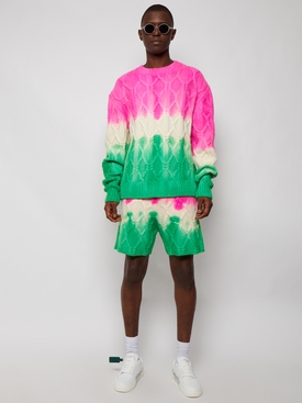 dip dye chunky cable shorts Pink, Ivory and Green secondary image