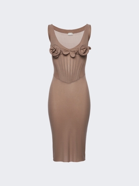 Rose Applique Dress Beige