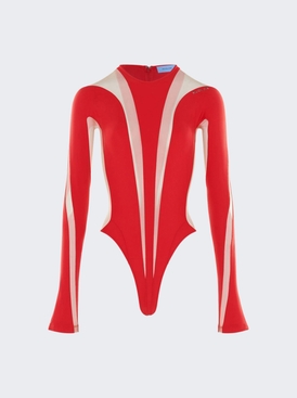 Long-sleeve Sheer Panel Bodysuit