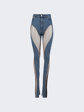 SHEER SPIRAL JEAN Medium Blue and Nude 02