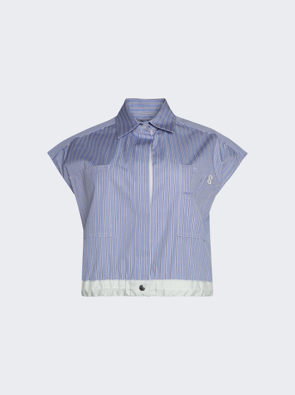 Thomas Mason Striped Cotton Poplin Shirt Light Blue | The Webster