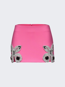 Embroidered Butterfly Mini Skirt Carmine Rose