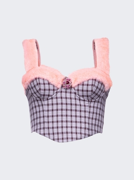 Faux Fur Trim Bustier Top