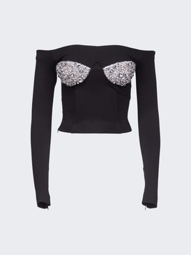 Off-shoulder Crystal Cup Bustier Top