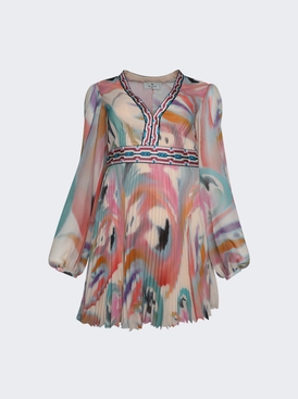 Pleated Long Sleeve Mini Dress