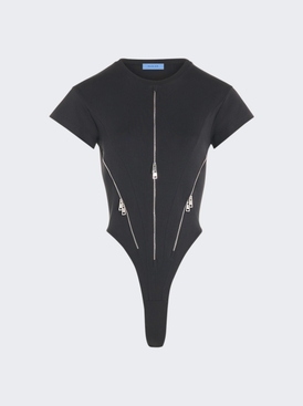 Zipped Jersey Bodysuit Black