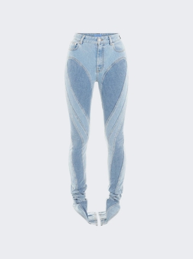 Slitted Bi-material Spiral Jeans