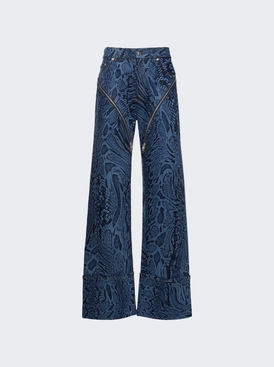 Snake Print Jeans Medium Blue