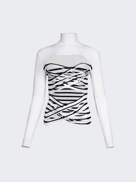 Mariniere Laceree Long Sleeve Top White And Navy