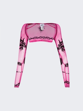 Velvet Flock Long Sleeve Shawl Pink