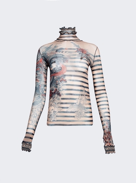 Mariniere Long Sleeve Top Nude And Blue