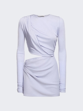 Ribbed Twist Drape Mini Dress White