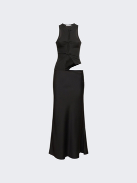 Open Twist Satin Tank Dress Black