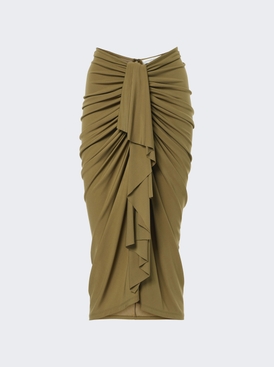 Vivenda Drape Midi Skirt Olive Green