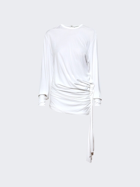 Side Cowl Drape Dress White