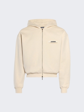 Gros Grain Zip Hoodie Light Beige